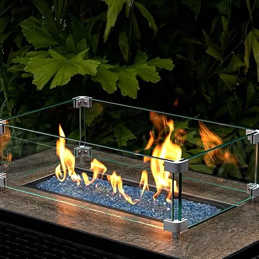 GASPRO 10lbs Fire Glass, 1/4'' Reflective Glass Fire Pit Rocks for Fire Pit Table, Fireplace, High Luster Pacific Blue