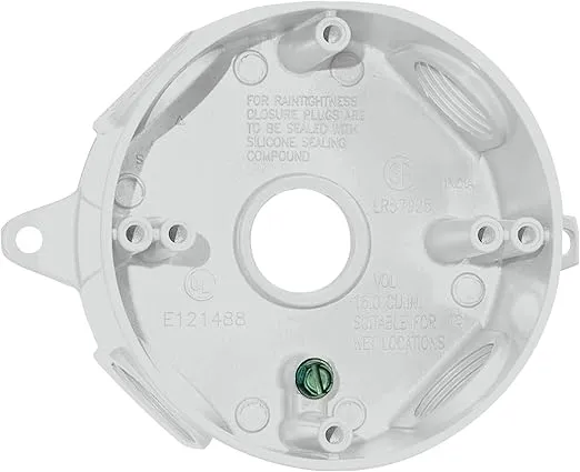 Sigma Engineered Solutions, White Sigma Electric 143854WH 1/2-Inch 5 Hole Round Box