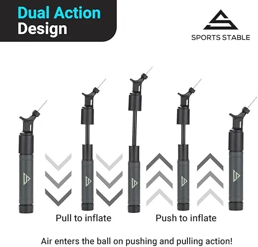 Ball Pump with 5 Needles Push and Pull Inflation Device for Your Basketball, Football, Soccer Ball, Volleyball, and Other Sport Balls