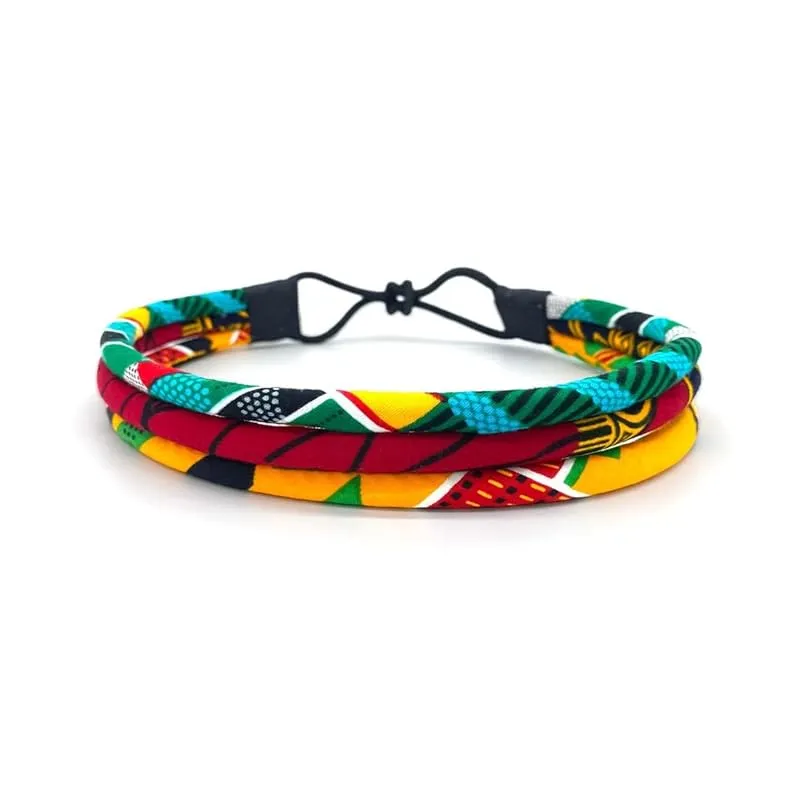 Multicolor African Print Kente Headband | Red, Yellow, Black, Green and Turquoise Headband | Ankara Headband | Cloth & Cord
