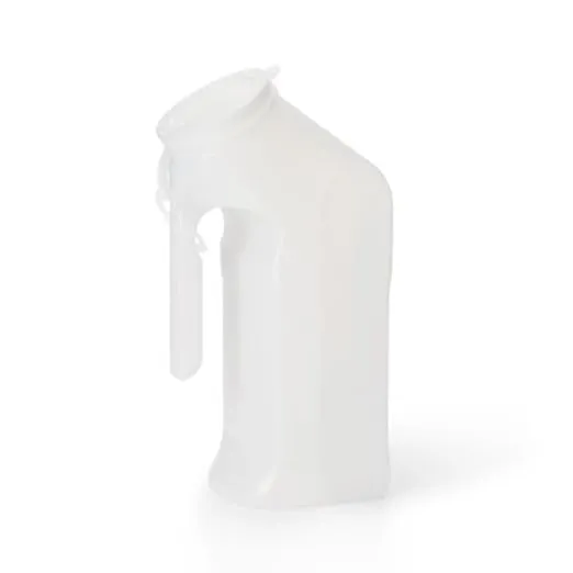 H140-01 Male Urinal with Hanging Lid, Translucent, 1 qt Capacity, Pack of 50