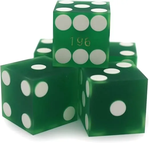 19mm Professional Casino Dice - Set of 5 Sand Green dice - Razor Edge, Matching Serialized Set - Authentic Las Vegas Dice Experience for Craps and More from CGS