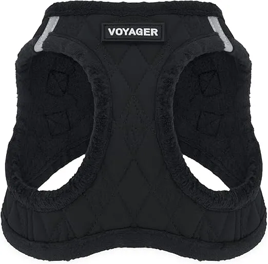 Voyager Step-In Plush Dog Harness – Soft Plush, Step In Vest Harness for Small and Medium Dogs by Best Pet Supplies - Black Plush, S (Chest: 14.5 - 16")