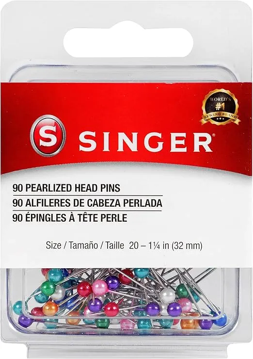 Singer 00358 Pearlized Head Straight Pins, Size 20, 90-Count