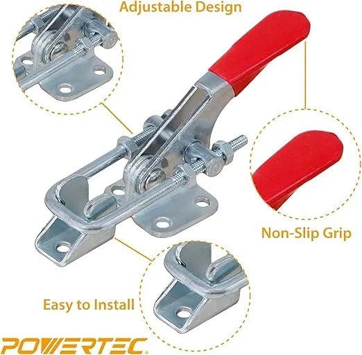 POWERTEC 1PK Toggle Clamp, 400 lbs Holding Capacity, 323 Adjustable U Bolt Latch w/ Antislip Hand Grip for Woodworking Jigs & Fixtures, Smoker, Tire Carrier, Tool Box, Cabinet (20310), Pack of 1