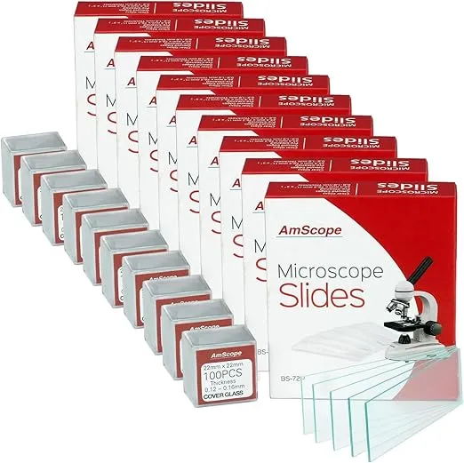AmScope BS-72P-100S-22 72 Pieces of Pre-Cleaned Blank Microscope Slides (10 Count)