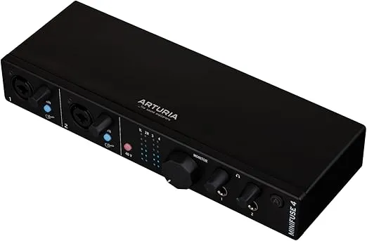 Arturia - MiniFuse 4 - Compact USB Audio & MIDI Interface with Creative Software for Recording, Production, Podcasting, Guitar - Black