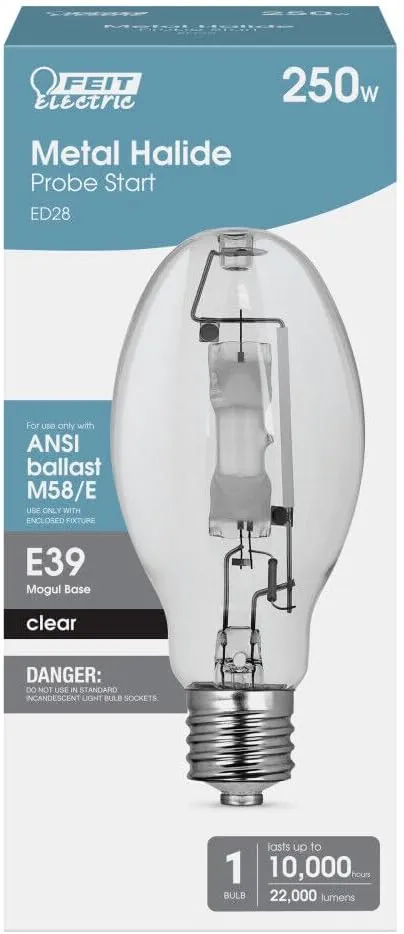 Feit Electric 250W Ed28 Clear Metal Halide Hid Bulb 1Pk