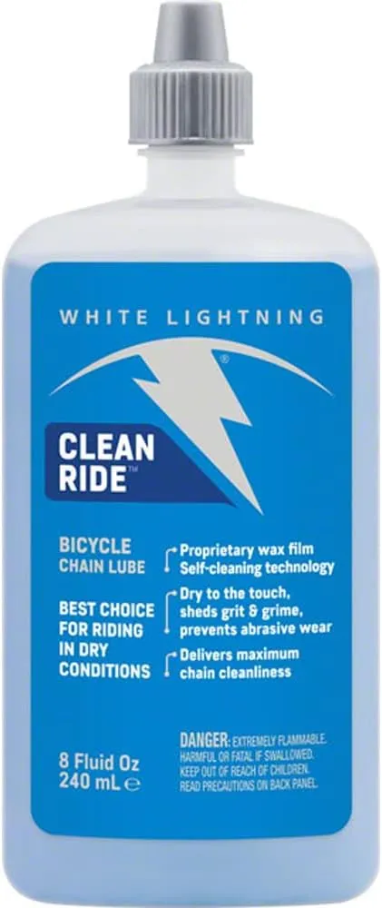 White Lightning Clean Ride The Original Self-Cleaning Wax Bicycle Chain Lubricant 8 oz
