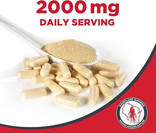 Dairyland American Ginseng Capsules - 75 ct, 500 mg - Wisconsin Ginseng Capsule - Authentic American Ginseng Root Extract - Ginseng Capsules for Use as a Daily Immune Support Herb Supplement