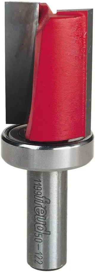 Freud 1-1/8" (Dia.) Top Bearing Flush Trim Bit with 1/2" Shank (50-122) , Red