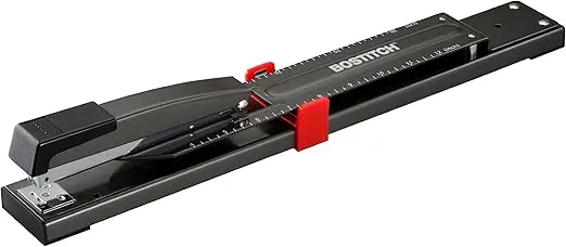 Bostitch Office Anti-Jam Long Reach Stapler, 20 Sheet Capacity, Adjustable, Durable, Black