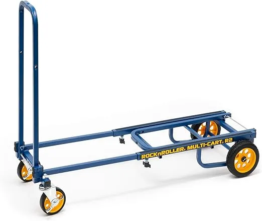 Rock-N-Roller R2RT-BL (Micro) 8-in-1 Folding Multi-Cart/Hand Truck/Dolly/Platform Cart/26" to 39" Telescoping Frame/350 lbs. Load Capacity, Blue