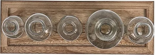 Creative Co-Op Set of 5 Vintage Bottle Vases on Wood Tray