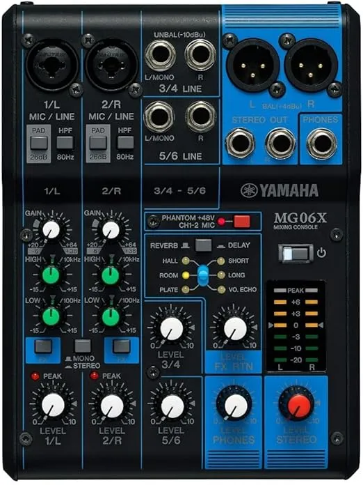YAMAHA MG06X 6-Input Compact Stereo Mixer with Effects