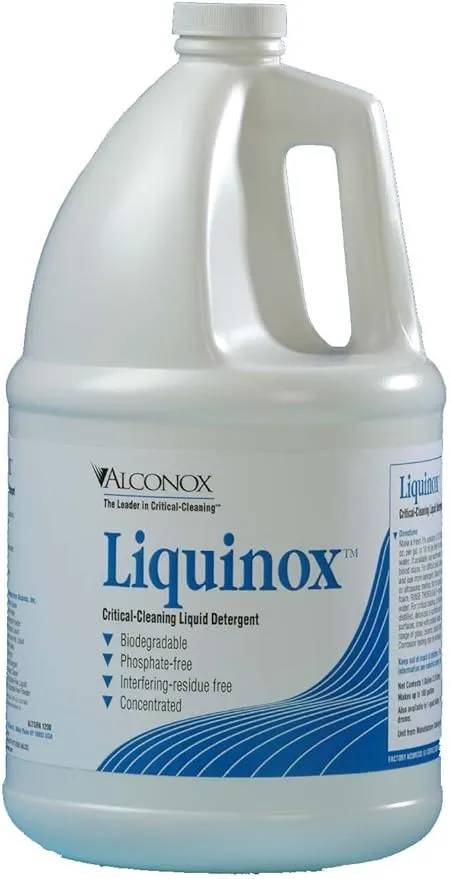 Alconox 1201 Liquinox Anionic Critical Cleaning Liquid Detergent, 8.5pH, 1:100 Dilution Ratio, 1 Gallon Plastic Bottle