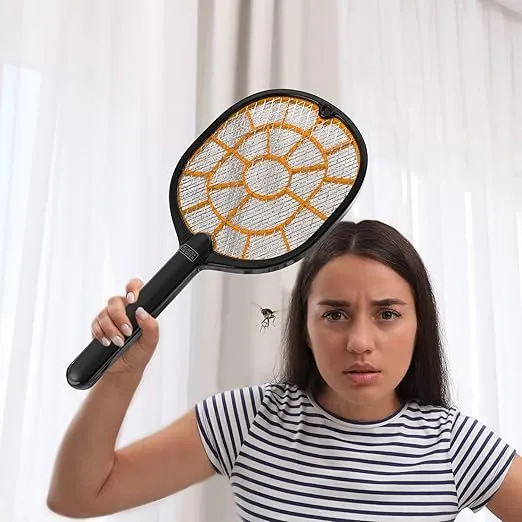 Bug Zapper Racket – Electric Fly Swatter for Gnats, Mosquitoes, & More – Harmless-to-Humans Outdoor Bug Zapper Battery Operated – Handheld Electric Fly Swatter – Bug Zapper Indoor Racket