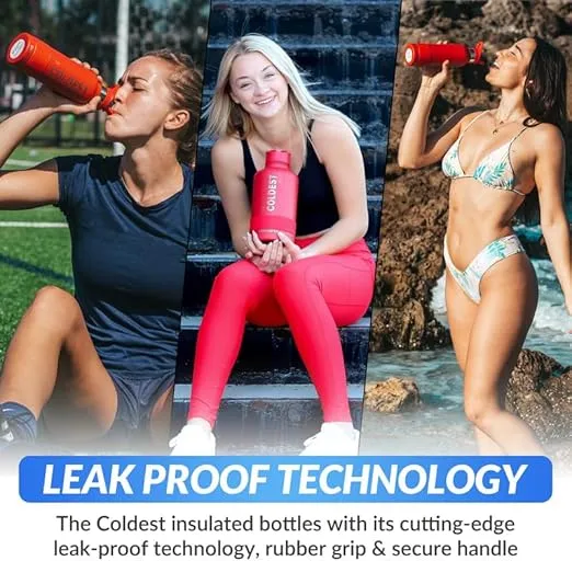 Coldest Sports Water Bottle with Straw Lid Vacuum Insulated Stainless Steel Metal Thermos Bottles Reusable Leak Proof Flask for Sports Gym (24 oz, Hyperspace White)