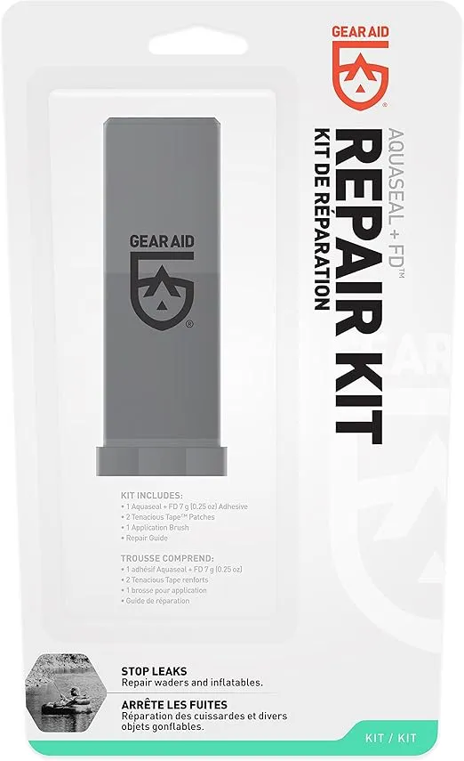 GEAR AID Wader and Boot Repair Kit for Neoprene and Breathable Waders, includes Aquaseal FD Adhesive and Patches