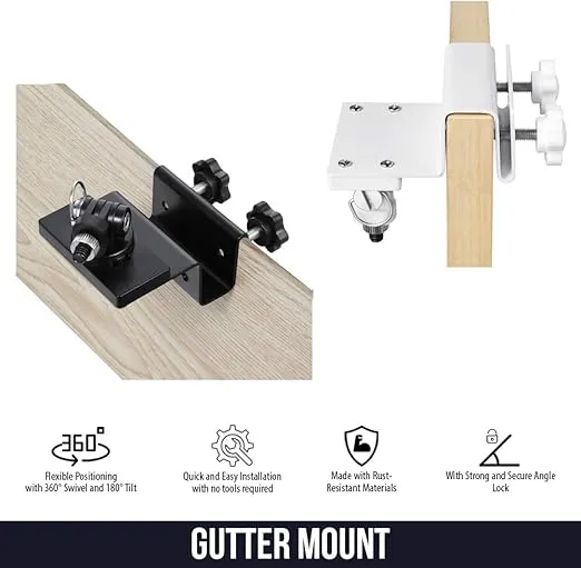 Wasserstein Weatherproof Gutter Mount with Universal Screw Adapter - Compatible with Blink Outdoor/Outdoor 4/XT/XT2 (2-Pack, Black)