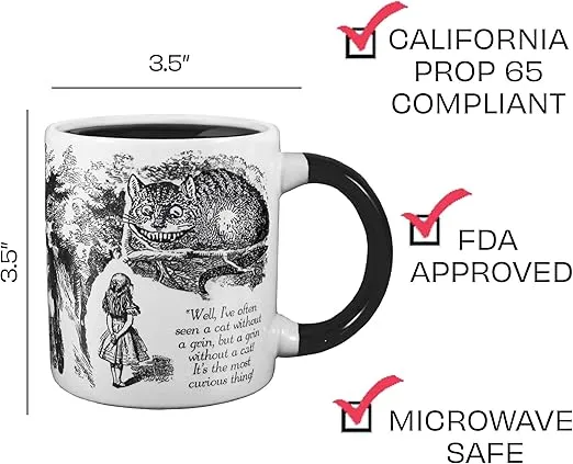 The Unemployed Philosophers Guild Heat Transforming Disappearing Cheshire Cat Mug - Hot Coffee Leaves Behind Only the Grin, Comes in Gift Box, 12oz