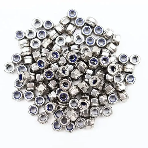 M4x0.7mm Nylon Insert Hex Lock Nuts 120 Pack 304 Stainless Steel DIN985 Self-Locking Nylon Lock Nuts Plain Finish for Industrial Construction Fasteners