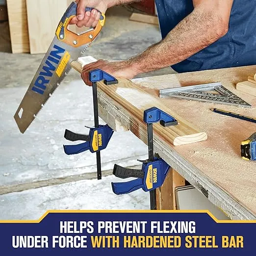 IRWIN QUICK-GRIP Clamps for Woodworking, One-Handed Bar Clamps, 6-Pack (1964749)