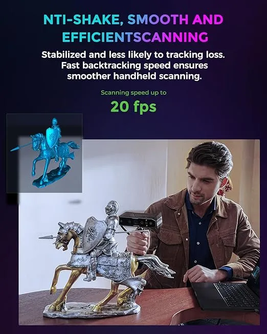 Creality Cr-Scan Otter 3D Scanner Four-Lens Stereo System for 10-2000mm Object Body Face Full Color Scanning Up to 0.02mm Accuracy 20fps Speed Handheld 3D Scanner for 3D Printer Mac OS Windows
