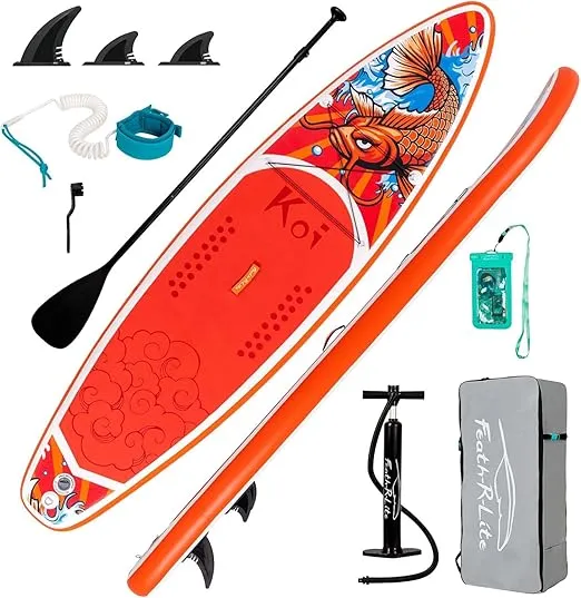 Feath-R-Lite Inflatable Paddle Board Stand Up Paddle Boards, Ultra Light Paddleboard for Adult Wide Stable Design Sup with Premium Accessories, Paddle, Bag, Pump