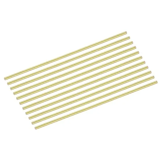 MECCANIXITY 10pcs Brass Rods (1.5mm)1/16 Inch x (150mm)6 Inch Brass Solid Round Stock Lathe Bar for Knife Handles Pin DIY Craft Model Plane