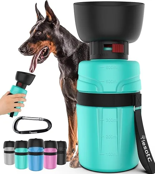 lesotc Portable Dog Water Bottle,Leak Proof Dog Water Bowl Dispenser,Dog Travel Water Bottle,Collapsible Pet Water Bottles for Dogs Hiking Gear,On The Go,Walking,Traveling Beach Essentials,BPA Free