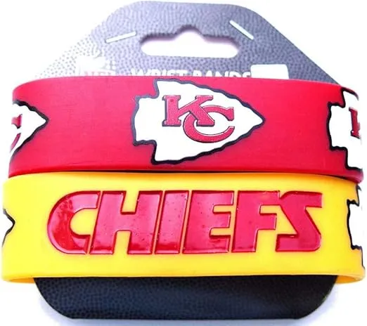 aminco everything else Silicone Rubber Set, 2-Pack sports fan bracelets, Team Color, Kansas City Chiefs US