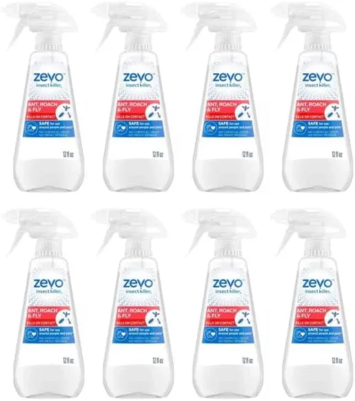 Zevo Multi Insect Bug Spray: Kills Ants, Roaches, Houseflies and Spiders - for Indoor and Outdoor Use (8 Bottles)