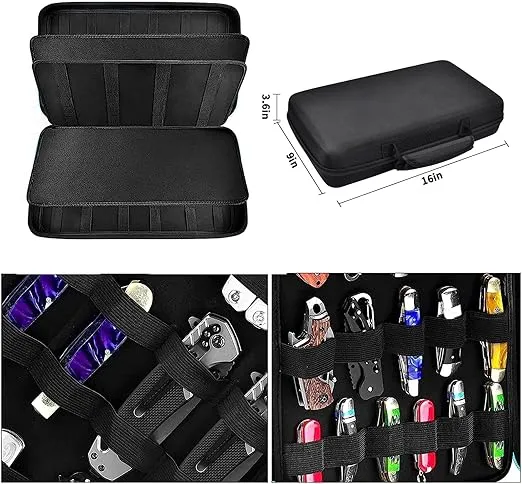 Knife Display Case for 66+ Pocket Knives. Folding Holder, Butterfly Storage Organizer, Knives Roll Collection Pouch Carrier Bag for Survival Tactical Outdoor for EDC Mini Knife (Box Only)