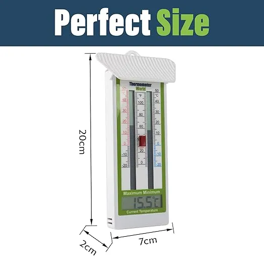 Digital Max Min Greenhouse Thermometer Classic Design Max Min Thermometer for Use in The Garden Greenhouse or Home Easily Wall Mounted Greenhouse Temperature Monitor