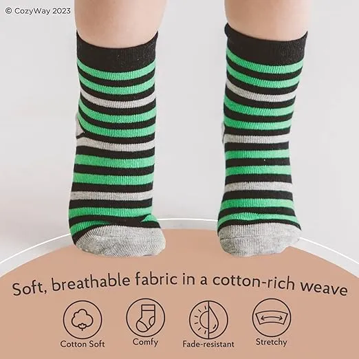 CozyWay Ankle Style Socks with Grippers for Little Girls & Boys, Infants, Toddlers, Children - 6 & 9 Pairs