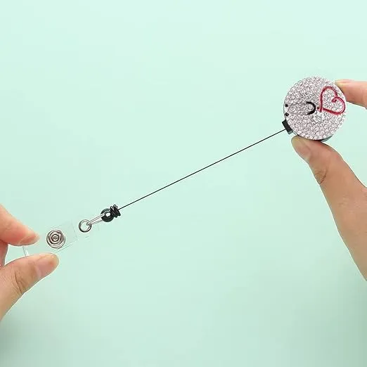 2PCS Bling Badge Reels Retractable with Alligator Clip,RN Badge Card for ID Holder Gift for Nursing Graduation