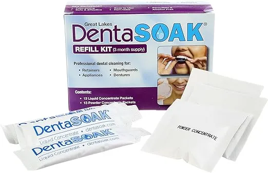 Refill Kit - Mouthguard, Retainer, Denture, Appliance Cleaner – 100% Safe – Non-Toxic, Persulfate Free, Gluten Free & Alcohol Free – 3 Month Supply – Mint Scented