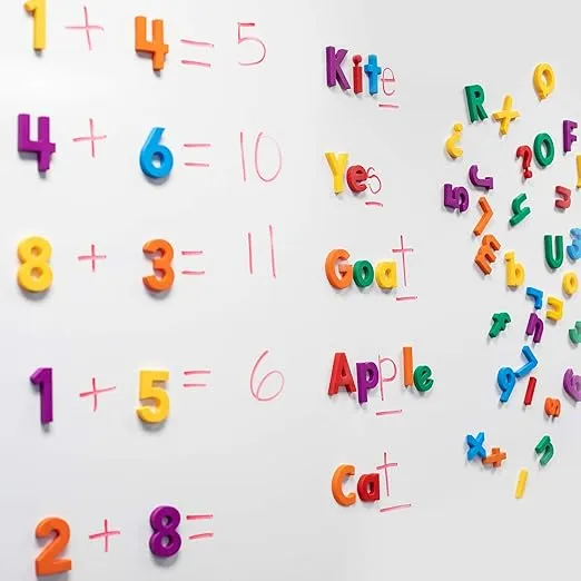 Educational Insights Multicolored Jumbo AlphaMagnets & MathMagnets, Set of 100 Uppercase & Lowercase Letters, Numbers & Math Symbols: Preschool Kindergarten Classroom Must Haves, Ages 3+