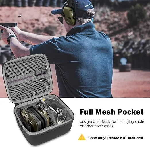ProCase Hard Carrying Case for Howard Leight Impact Sport Electronic Earmuff and Genesis Sharp-Shooter Safety Eyewear Glasses, Shooting Eye and Ear Protection Case -Black