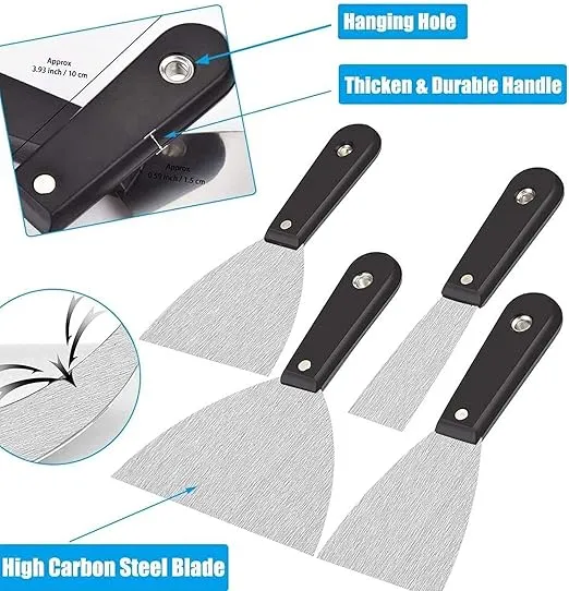 7 PCS Drywall Tools,Putty Knife,Paint Scraper Tool With Storage Bag,Stainless Steel Putty Knife Set,Drywall Scraper Spackle Taping Knife For Spreading Drywall Spackle Mud, Taping,Repairing wall