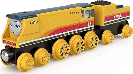 Thomas & Friends Wooden Railway Toy Train Rebecca Push-Along Wood Engine & Coal Car for Toddlers & Preschool Kids Ages 2+ Years (Amazon Exclusive)