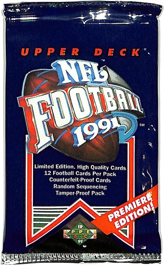 1991 Upper Deck Premier Edition Football Pack (12 Cards)