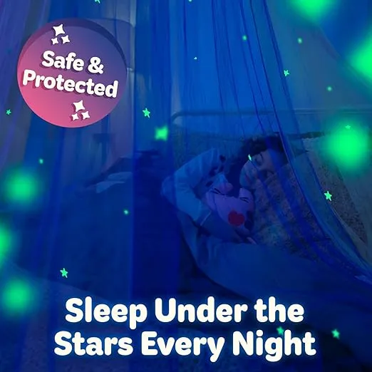 Bollepo Purple Bed Canopy for Girls with Glowing Stars - Princess Netting Room Decor, Ceiling Tent to Cover Toddler | Single, Twin, Full, Queen Size Kids Bed, Fire Retardant Fabric