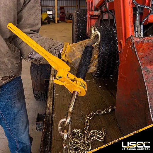 US Cargo Control 5/16-3/8 Inch Peerless QuikBinder Plus Ratchet Load Binder & 5/16 Inch x 20 Foot Grade 70 Chain Kit, 4,700 LBS Working Load Limit, Secure Loads to Flatbed or Trailer, Haul & Tow