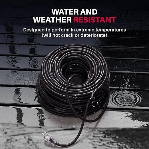 6ft Power Outdoor Extension Cord & Indoor - Waterproof Electric Drop Cord Cable - 3 Prong SJTW, 12 Gauge, 15 AMP, 125 Volts, 1875 Watts, 12/3 ETL Listed by LifeSupplyUSA - Black (1 Pack)
