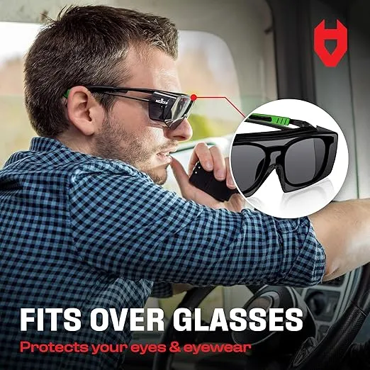 NoCry Tinted Safety Glasses Over Eyeglasses with Anti Scratch Wraparound Lenses, UV400 Safety Glasses Over Glasses, ANSI Z87 Certified Over Glasses Safety Glasses or Shooting Glasses Over Eyeglasses