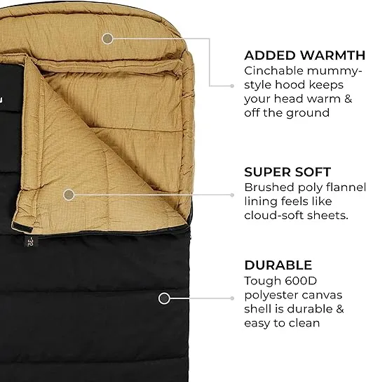 TETON Sports -35F and 0F Degree Sleeping Bag. Warm and Comfortable Camping Sleeping Bags, Teton Tough Canvas Shell for Camping, Hunting, and Cold Weather