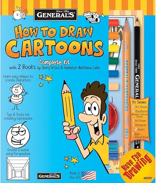 General Pencil How to Draw Cartoons Kit Art Craft, Assorted