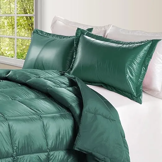 PUFF High Loft Down Indoor/Outdoor Water Resistant Comforter with Extra Strong Nylon Cover, Twin, Peacock